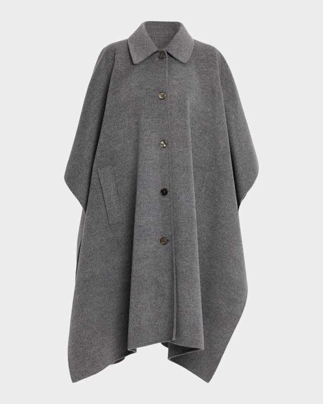 Collared Wool Poncho Coat